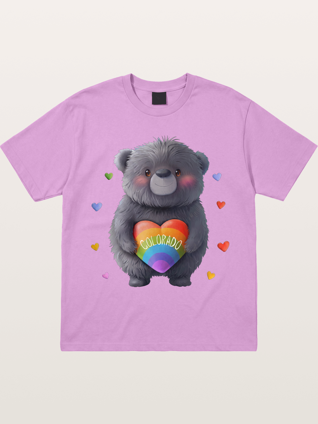 Colorado Pride Bear With Rainbow Heart Gildan T-shirt