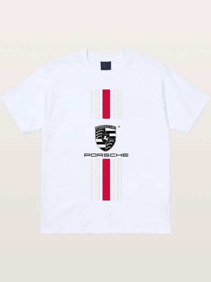 Porsche Crest Striped Design Gildan T-shirt