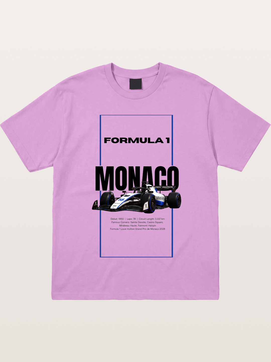 Monaco F1 LV Blue Border Print Gildan T-shirt