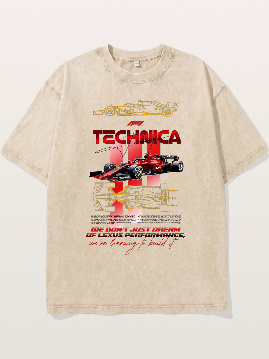 Red F1 Lexus Tech Racing Card Washed T-shirt