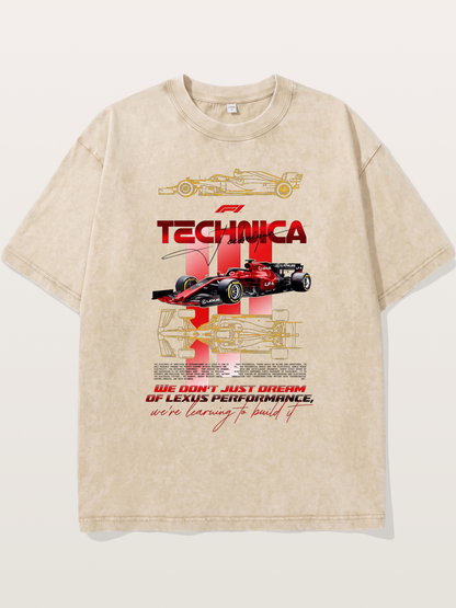 Red F1 Lexus Tech Racing Card Washed T-shirt