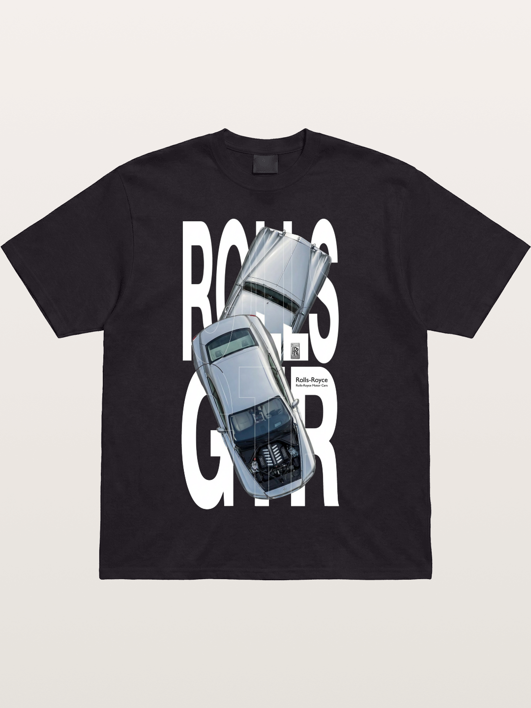 Silver Rolls Royce Overlay Print Cotton T-shirt