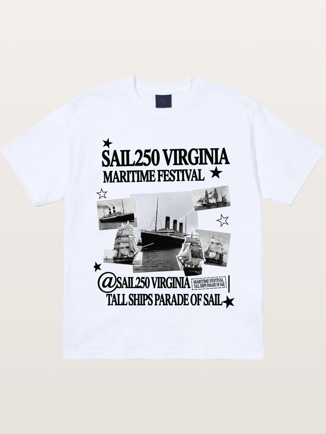 Collage Black White Sailboat Card Gildan T-shirt