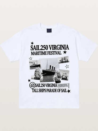 Collage Black White Sailboat Card Gildan T-shirt