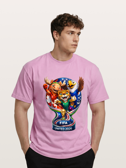 World Cup Mascots Globe Design Gildan T-shirt