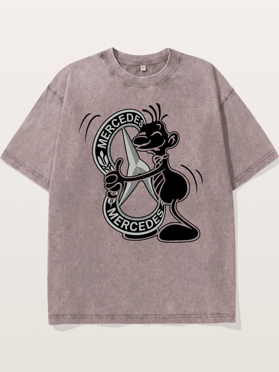 Character Holding Mercedes Emblem Washed T-shirt