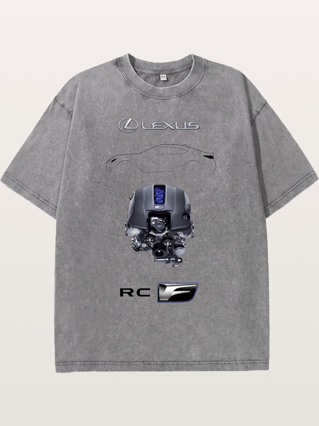 RC F Engine Outline Poster Washed T-shirt