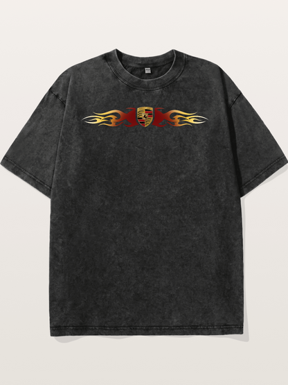 Porsche Crest Flame Stripe Washed T-shirt