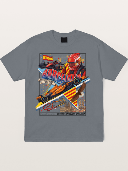 Barcelona GP Spanish Landmark Collage Cotton T-shirt