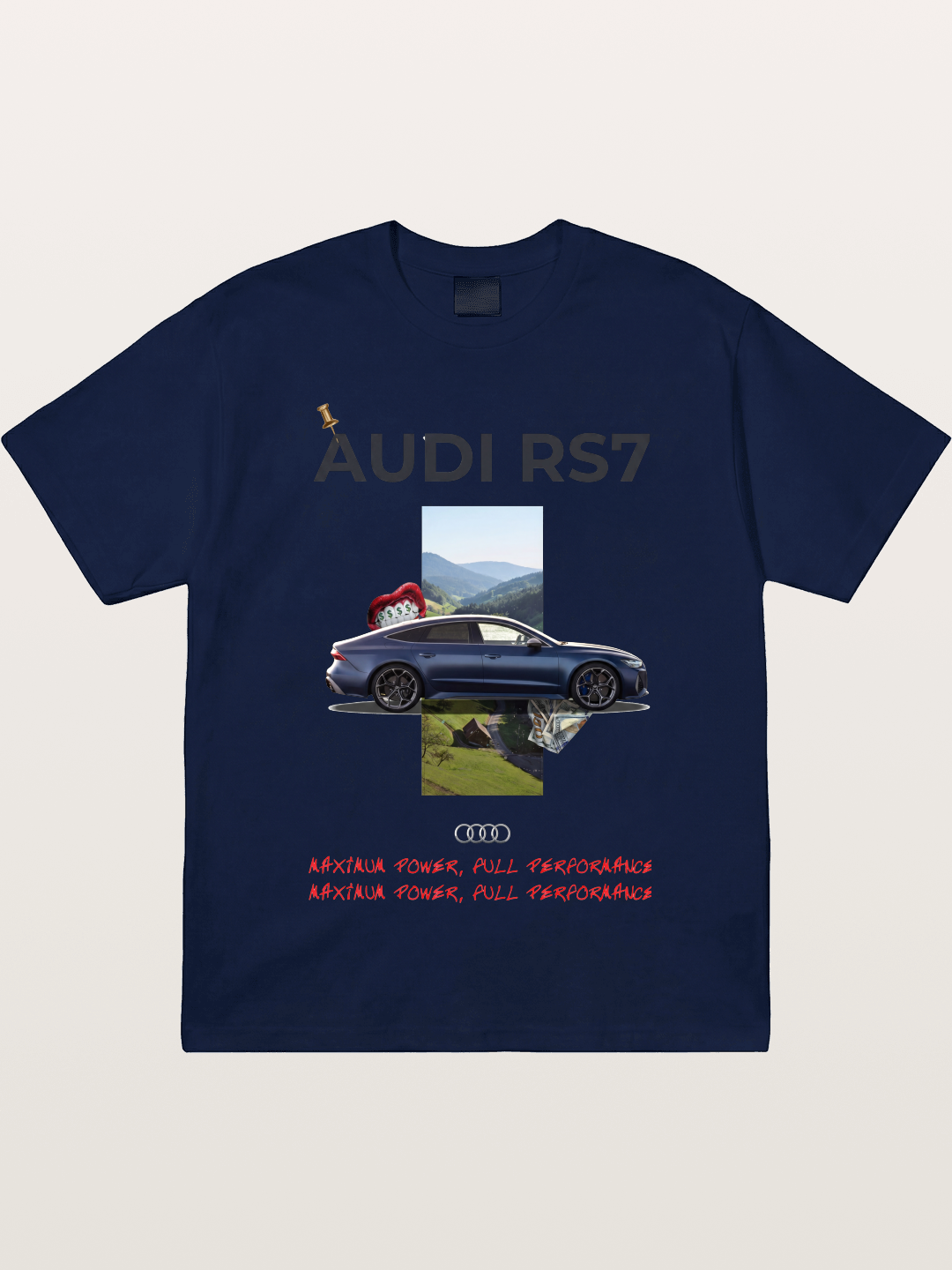 Audi RS7 Surreal Collage Art Gildan T-shirt