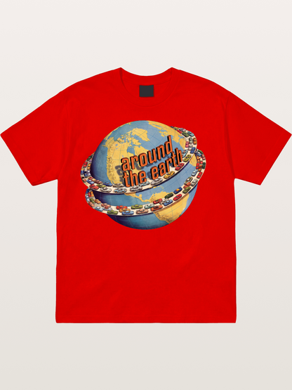 Global Cars Earth Illustration Cotton T-shirt