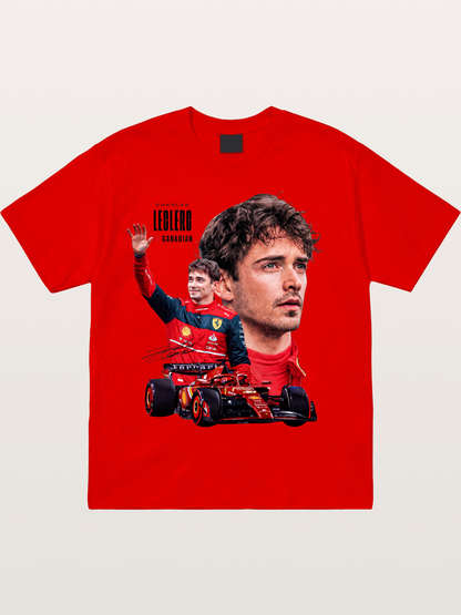 Leclerc Ferrari F1 Collage Art Cotton T-shirt