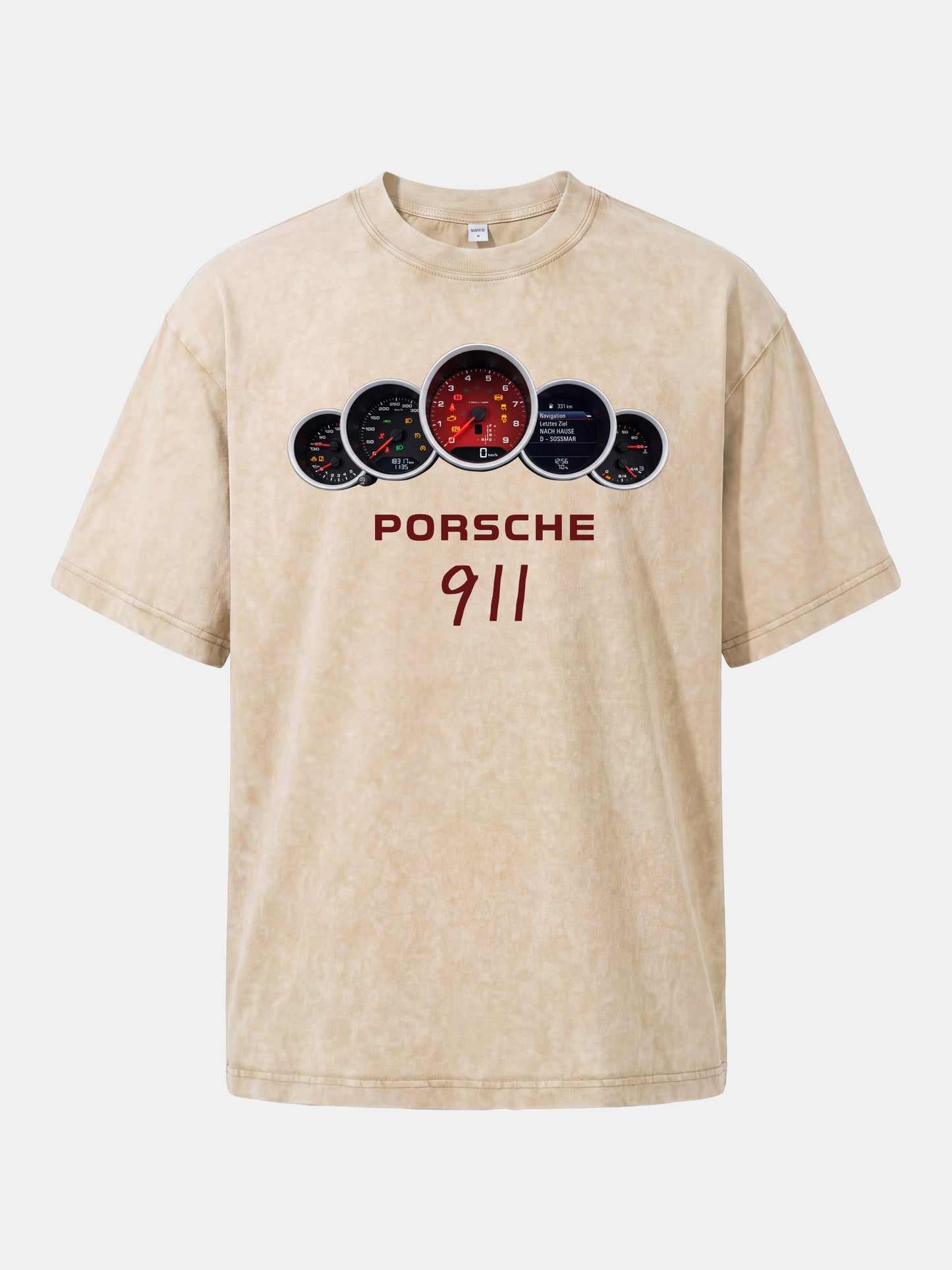 Five Piece Porsche 911 Gauge Cluster Washed T-shirt