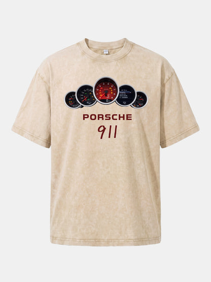 Five Piece Porsche 911 Gauge Cluster Washed T-shirt