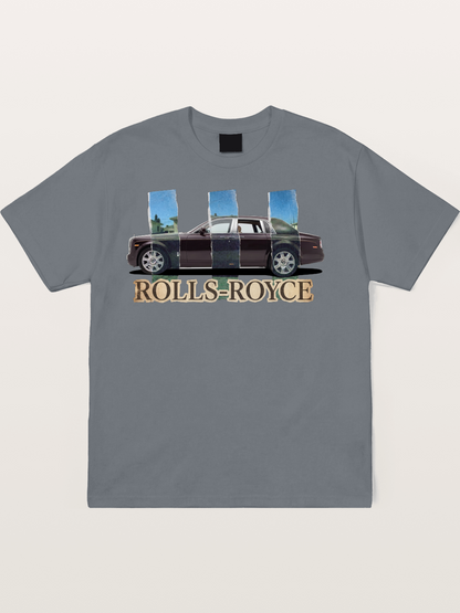 Torn Paper Rolls Royce Collage Cotton T-shirt