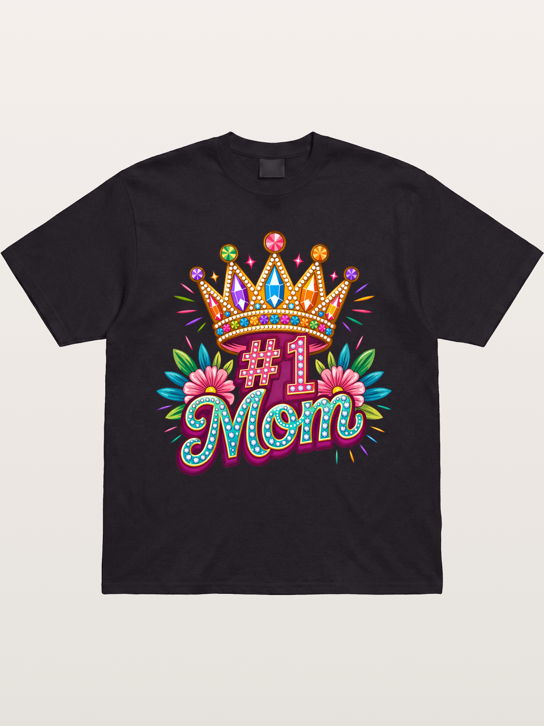 #1 Mom Crown Floral Graphic Gildan T-shirt