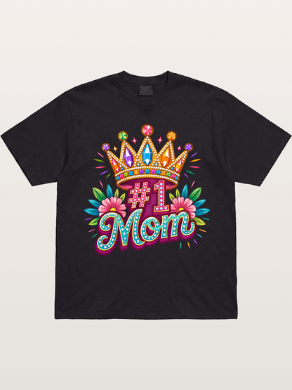 #1 Mom Crown Floral Graphic Gildan T-shirt