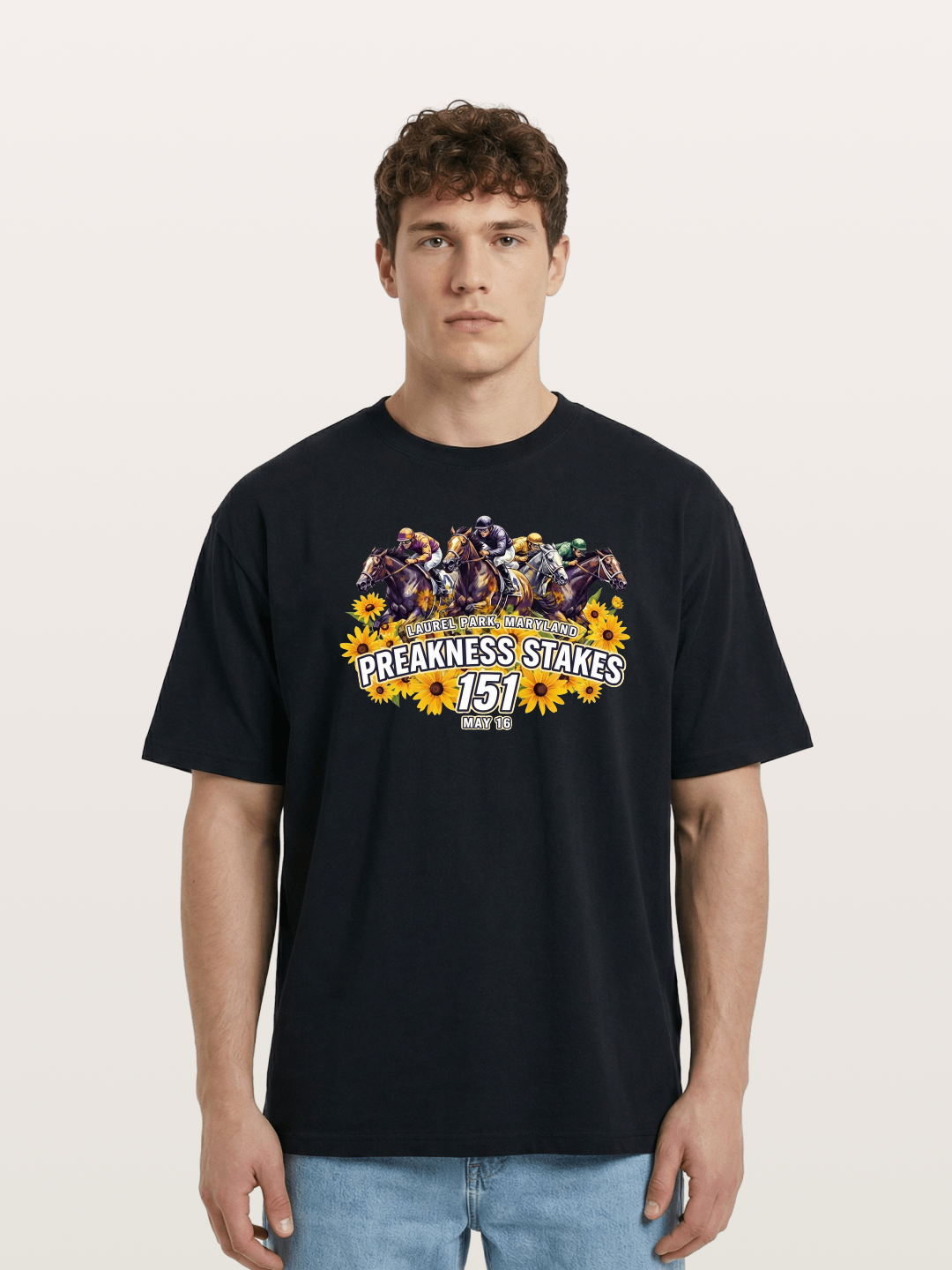 Preakness 151 Sunflower Racing Art Cotton T-shirt