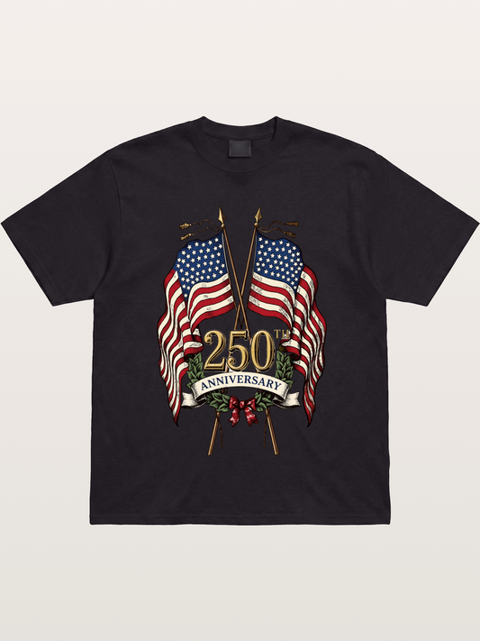 US Flags Anniversary Poster Gildan T-shirt
