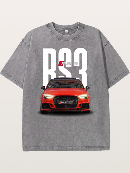 Audi RS3 Red Performance Sedan Washed T-shirt