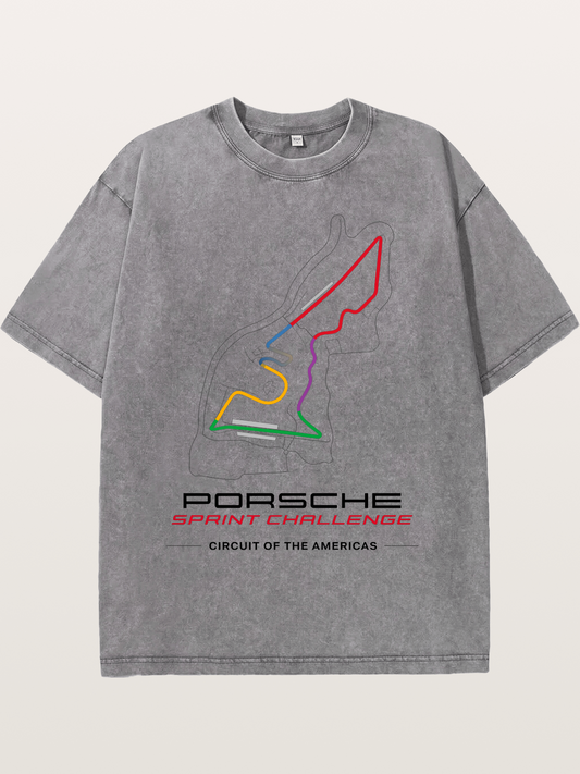 Americas Circuit Colorful Track Map Washed T-shirt