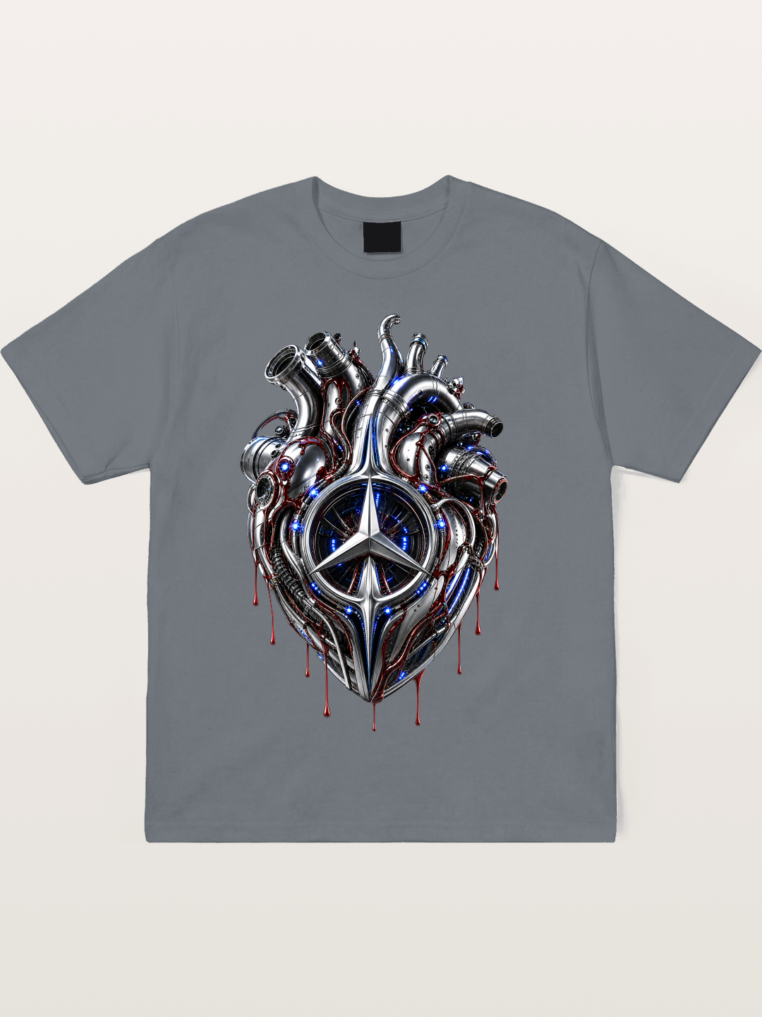 Mercedes Cyborg Heart Print Cotton T-shirt
