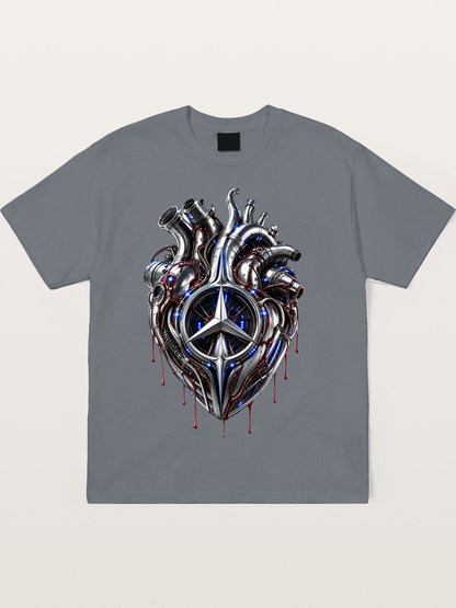 Mercedes Cyborg Heart Print Cotton T-shirt