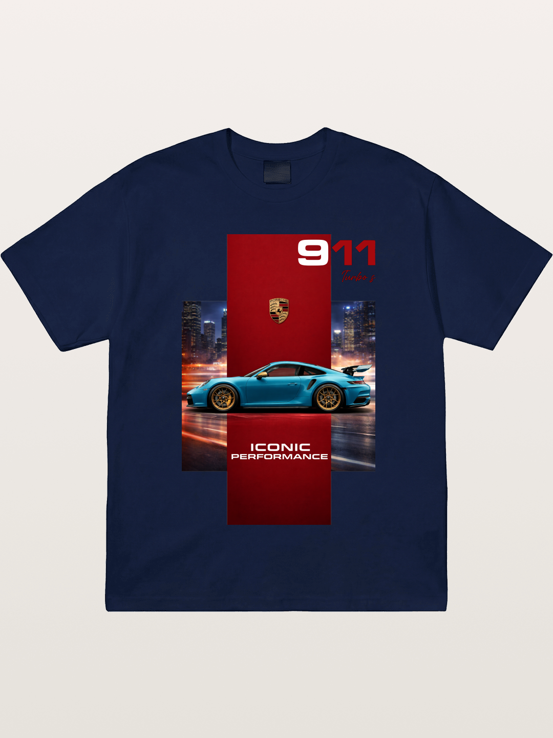 Porsche 911 Turbo S Blue Iconic Gildan T-shirt