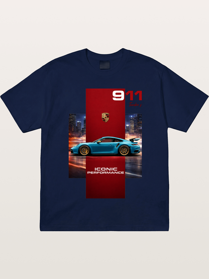 Porsche 911 Turbo S Blue Iconic Gildan T-shirt