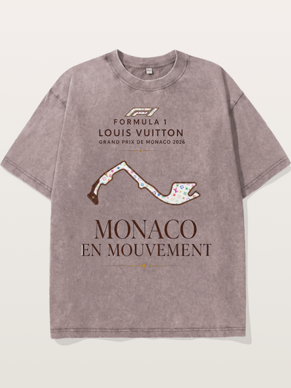 LV x F1 Monaco Track Art Washed T-shirt