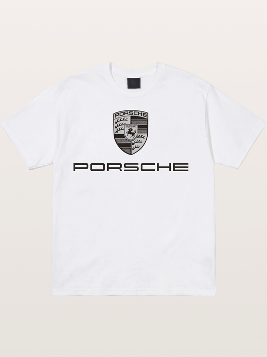 Monochrome Porsche Crest Cotton T-shirt