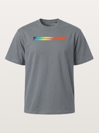 F1 Rainbow Gradient Stripe Banner Cotton T-shirt