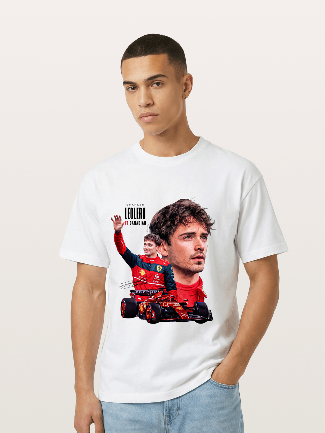 Leclerc Ferrari F1 Collage Art Gildan T-shirt