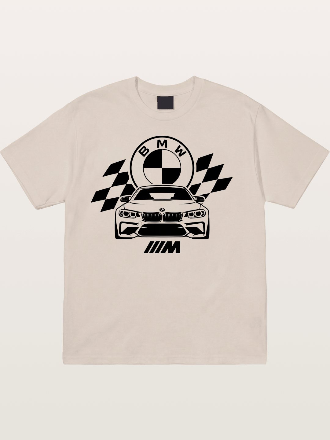 BMW M Series Checkered Flag Print Cotton T-shirt