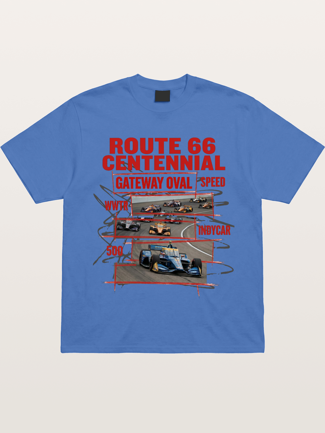 Red Sketch Route66 Race Poster Gildan T-shirt