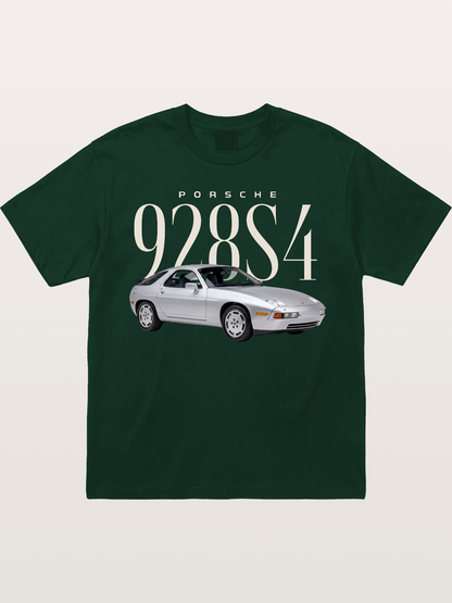 Porsche 928 S4 Silver Coupe Gildan T-shirt