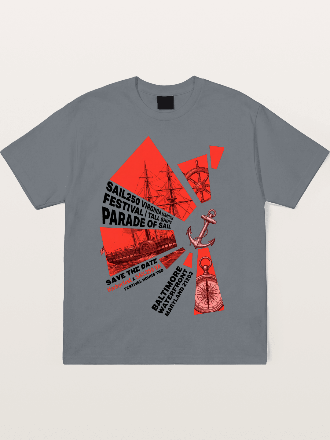 Pink Red Geometric Sail Poster Cotton T-shirt