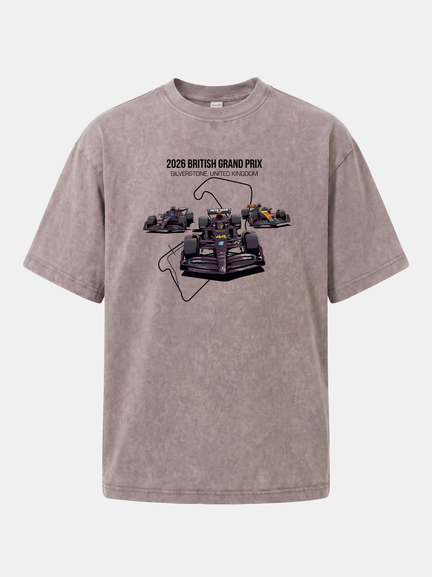 F1 Cars Silverstone Track Overlay Washed T-shirt