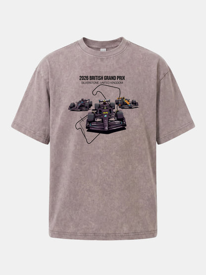 F1 Cars Silverstone Track Overlay Washed T-shirt