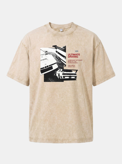 Vintage BMW M3 Black White Card Washed T-shirt