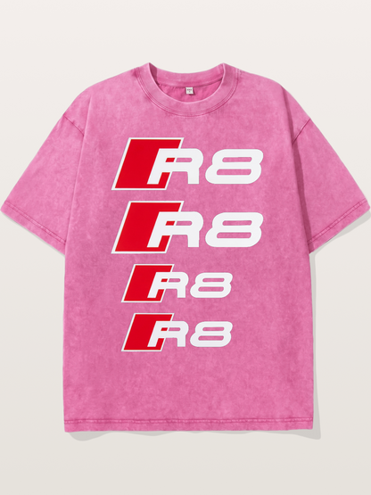 Audi R8 Red Repeated Text Washed T-shirt