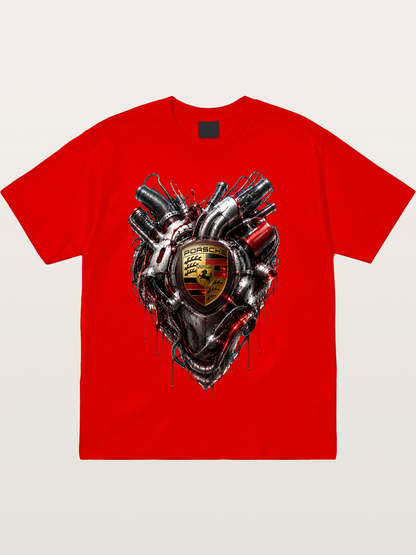 Porsche Mechanical Heart Art Cotton T-shirt