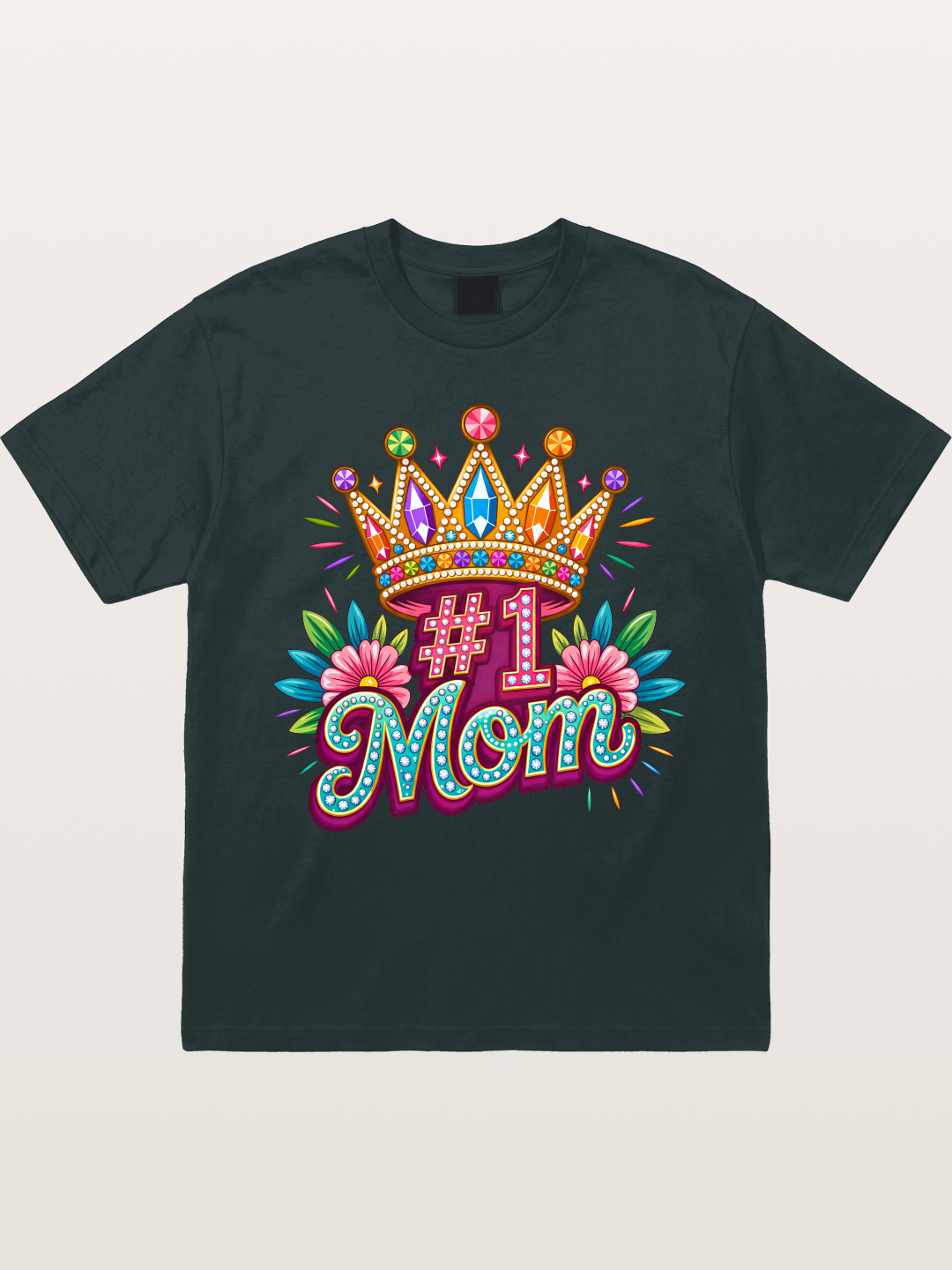 #1 Mom Crown Floral Graphic Gildan T-shirt