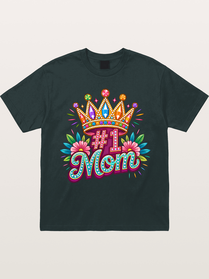 #1 Mom Crown Floral Graphic Gildan T-shirt