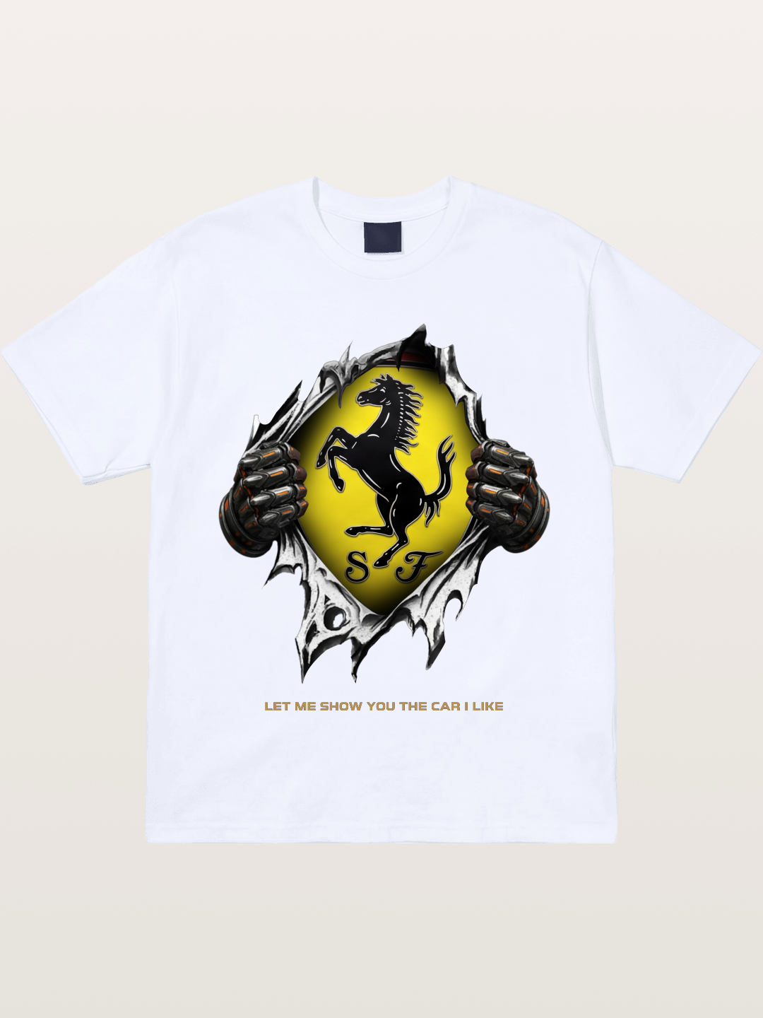 Ferrari Prancing Horse Tear Through Gildan T-shirt