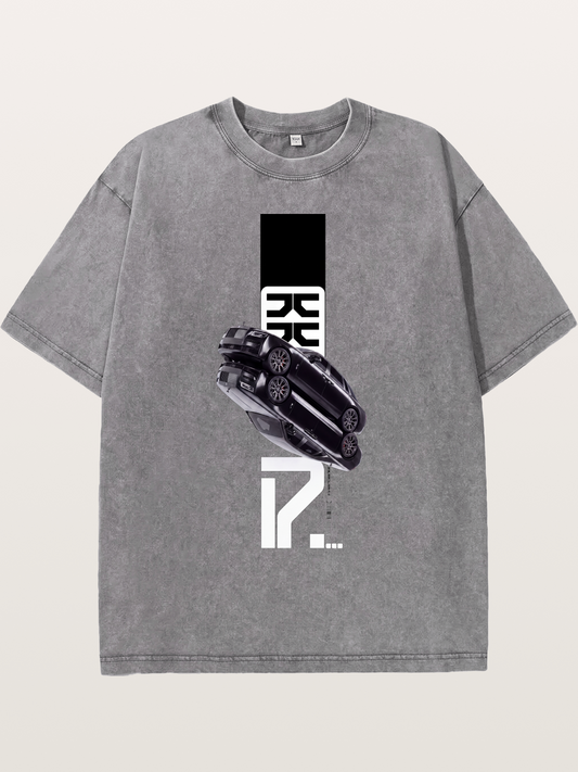 Black Rolls Royce Abstract Art Washed T-shirt