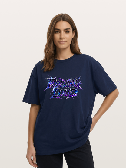 Rolling Loud Blue Lightning Font Cotton T-shirt