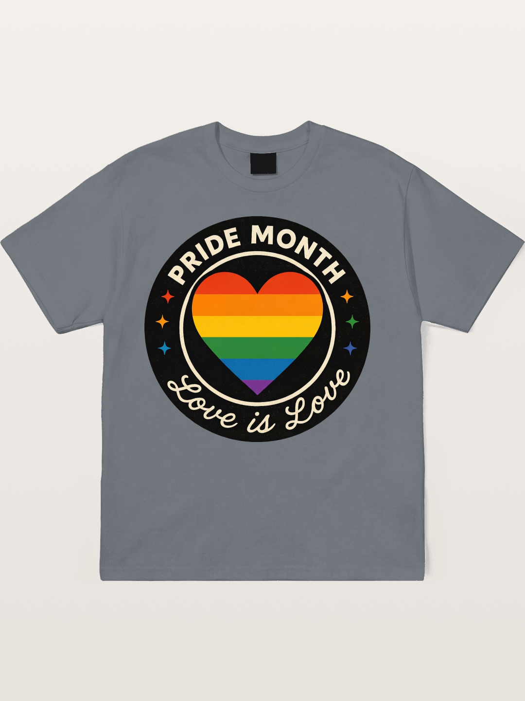 Pride Month Love Is Love Heart Badge Cotton T-shirt