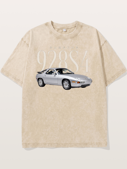 Porsche 928 S4 Silver Coupe Washed T-shirt