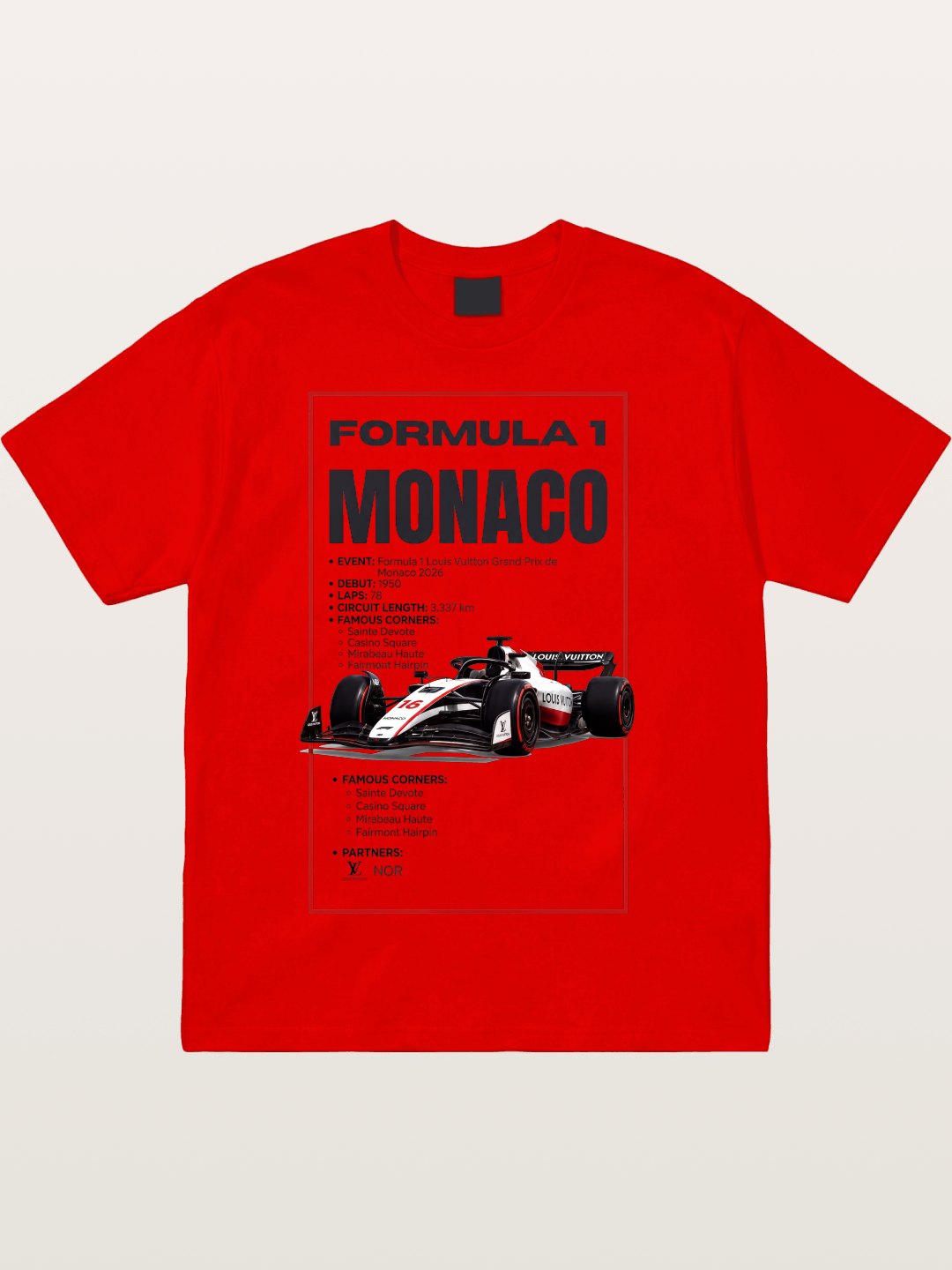 F1 Monaco Grand Prix Fact Sheet Cotton T-shirt